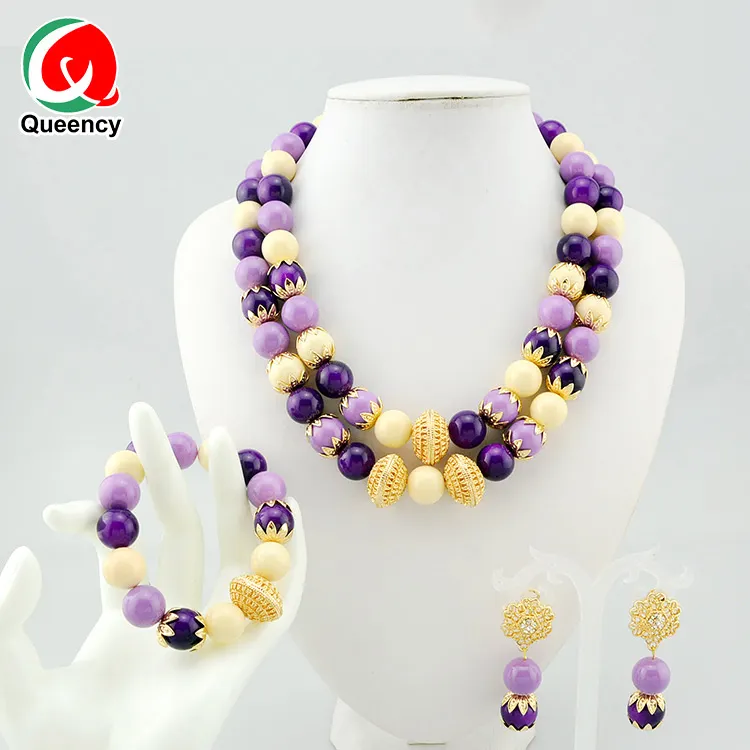 Queency High Quality African Beads Necklaces Engagement Coral Nigerian Antique Coral Jewelry Set