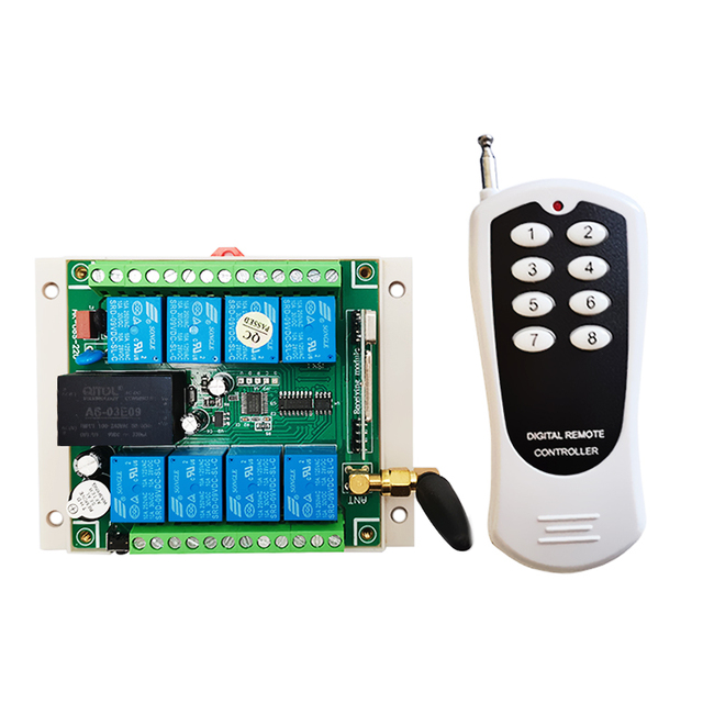 AC 85V 110V 220V RF Wireless Remote Control Switch Universal 8-Channel 433MHz Remote Relay Switch