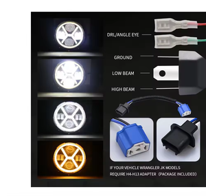 Phares LED ronds en forme de X de 7 pouces avec DRL et clignotant pour j-eep W-rangler JK grand <span class=keywords><strong>cherokee</strong></span> projecteur lentille phare LED - Product Image 6