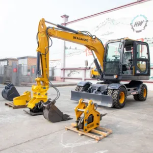 Livraison gratuite machine d'excavateur sur pneus 4 tonnes 5 tonnes petite excavatrice sur roues chine engins de terrassement pelle sur pneus à vendre