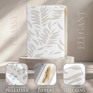 กระเป๋าใส่เอกสาร/แพลนเนอร์หนังสำหรับผู้หญิง พร้อมซิป ลายใบไม้ ดีไซน์สวยงาม ใช้ใส่แล็ปท็อปและไอแพด รุ่นของขวัญ - Product Image 3