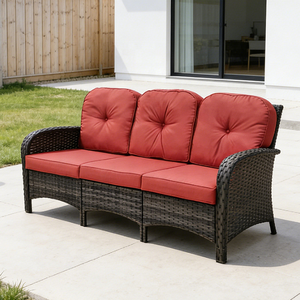 Factory Direct, Luxury, PE <strong>Wicker</strong>, Outdoor Sofa, 3-Seater Sofa, Patio Sofa, Garden Sofa, Balcony Sofa, Couch, Removable Cushions - Product Image 1
