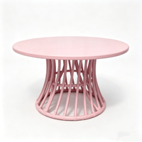 Table ronde en rotin colorée faite à la main de haute qualité pour enfants, table C rose écologique pour événements et fêtes