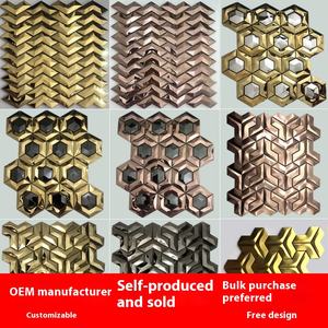 Carreaux muraux modernes 10mm 3D Feuille imprimée en PVC Carreau <span class=keywords><strong>de</strong></span> mosaïque en forme <span class=keywords><strong>de</strong></span> diamant KTV Bar Club TV Mur <span class=keywords><strong>Fond</strong></span> doré - Product Image 2