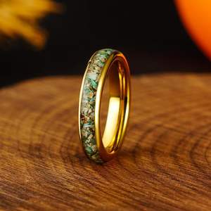 แหวนทังสเตนสีทอง 4 มม. ประดับด้วยหินจัสมินสีเขียว สำหรับผู้หญิง สไตล์ลำลอง คลาสสิก เหมาะสำหรับเป็นของขวัญในโอกาสหมั้น งานเลี้ยง หรือเป็นของขวัญแทนใจ - Product Image 4