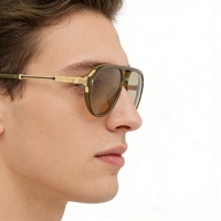 Lunettes de soleil pilote rétro à double pont pour hommes Lunettes UV400 à la mode LOGO personnalisé Lunettes transparentes PC + monture en métal Marque de mode Designer