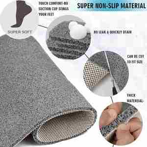 Tapis de douche rectangulaire gris antidérapant en forme de spirale de loofah pour salle de bain - Product Image 2