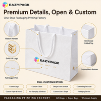 Sacs en papier gaufré lychee blancs avec logo personnalisé, sacs cadeaux avec poignée en cordon de coton, papier écologique, vente en gros