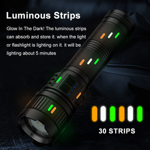 Đèn pin mạnh mẽ với thấu kính Fresnel, dải huỳnh quang phát sáng ban đêm, đèn LED 60W 48000 Lumens, hiển thị công suất, đèn pin chiến thuật ngoài trời - Product Image 5