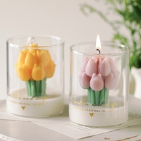 Lilin Aromaterapi Bunga Tulip dalam Stoples Kaca, Dekorasi Rumah Buatan Tangan, Hadiah untuk Valentine, Pernikahan, Pesta, Lilin Kedelai Beraroma