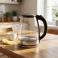 Bouilloire électrique portable en verre de 1,8 L, infuseur à thé facile à nettoyer pour un usage domestique