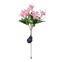 Nouveau Style Artificielle Solaire énergie lys Fleur Plancher Inséré Lampe Extérieure Étanche Festival Jardin Paysage Décoration