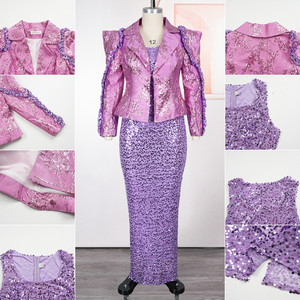 S10909 Abiti da Sera Formali di Lusso per Donne, Vestito con Ricche Decorazioni in Paillettes + Set Completo, Abiti da Ufficio per Signore - Product Image 6