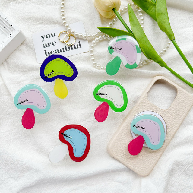 Wholesale Magnet Mushroom Design Magnetic Phone Socket Transparent Acrylic Epoxy Magnetic Phone Grip Holder