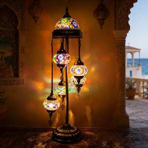 Lampadario Turco in Mosaico Fatto a Mano, Illuminazione per Soggiorno e Camera da Letto, <span class=keywords><strong>Lampade</strong></span> da Terra Artigianali in Mosaico Turco di Istanbul - Product Image 1