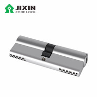 JIXIN Poignée à levier fixe de sécurité sans clé en laiton 60mm pour porte à mortaise avec cylindre de verrouillage à clé