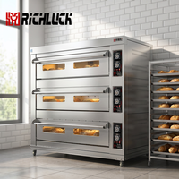 Oven Listrik Profesional 3 Dek 9 Loyang, Peralatan Panggang Konveksi Industri untuk Restoran, Hotel, Pabrik