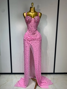 Robe longue maxi scintillante rose cristal <span class=keywords><strong>pour</strong></span> femme, élégante, <span class=keywords><strong>pour</strong></span> soirée, célébrité, fête, anniversaire, club, <span class=keywords><strong>mariage</strong></span>, invitée - Product Image 1