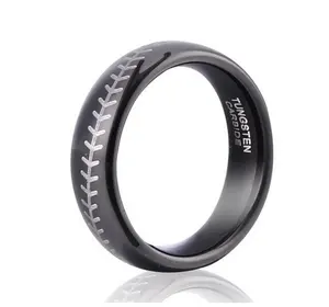 Tungsten Sports Ring Symbology Baseball Engraved Ring 8mm Domed Tungsten Carbide Engagement ring Free Engraving Inside
