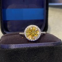 Bague en argent Sterling 925 avec Moissanite jaune citron, 3.0 carats, bague de mariage avec diamant coloré, bijoux de luxe, cadeau pour femmes