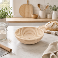 Banneton en canne naturelle avec logo personnalisé, design rond et ovale pour les acheteurs en gros et les marques à marque privée
