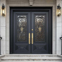 Fabricant chinois de portes d'entrée en fer forgé, porte de sécurité en métal sur mesure pour projets de villas