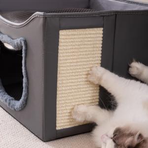 Modernes Quadratisches Faltbares Katzen-Etagenbett Stoff-Höhlen-Design für Mehrere Katzen Wohnzimmer Küche/Badezimmer Nutzung Langlebige Kindermöbel - Product Image 6