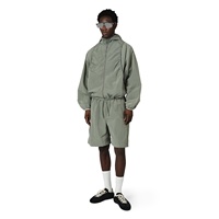 Ensemble de survêtement coupe-vent 2 pièces surdimensionné personnalisé pour homme, en nylon Ripstop 100% résistant à l'eau, veste et short