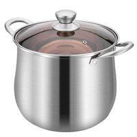Marmite à soupe et à ragoût extra profonde en acier inoxydable poli miroir avec couvercle en verre, facile à nettoyer, marmite haute pour usage quotidien