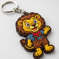 Llavero de PVC con Mascota de León de Dibujos Animados Personalizado al por Mayor, Figura de Goma Suave con Personaje de Marca OEM, Disfraz Bávaro, Anillo para Llaves, Regalo a Granel