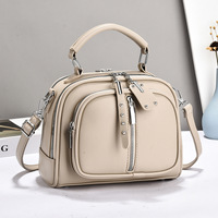 Nouveau Sac Boîte en Cuir PU 2026 pour Femme avec Poignée Supérieure et Bandoulière Zippée