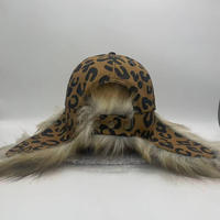 Gorra de Béisbol con Orejeras Personalizadas, Bordado 3D, Gorra con Orejeras de Piel de Leopardo, Gorra de 6 Paneles