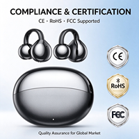 Écouteurs intra-auriculaires à clip d'oreille en gros d'usine, traduction IA, avec micro, certifiés CE RoHS FCC, OEM ODM pour distributeurs mondiaux