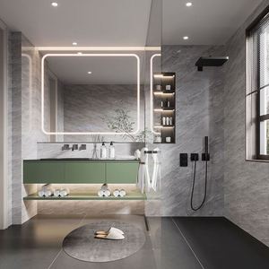 Meuble de salle de bain sur mesure avec miroir, vasque et armoire en bois - Product Image 5