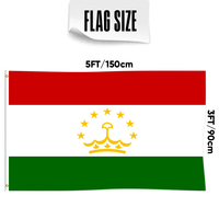 Vente en gros 3x5ft drapeaux du Tadjikistan polyester 68D/100D Personnaliser toutes les nations expédition rapide Fournisseur fiable livraison rapide