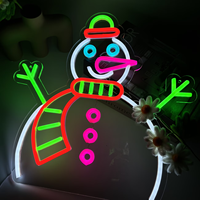 Panneau néon Père Noël Bonhomme de neige, Lampe LED murale à brancher sur prise secteur, Lampe néon en acrylique pour chambre, café, festival de Noël, décoration intérieure