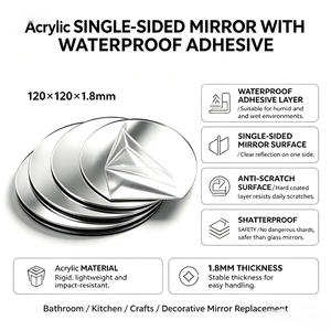 Wholesale Fan Shape Acrylic Waterproof <b>Mirror</b> Reflective <b>Panel</b> Shatterproof Lightweight for Bathroom Home Wall Decor Craft - Product Image 2