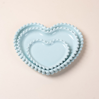 Assiettes créatives en céramique perlée en forme de coeur pour la fête de mariage