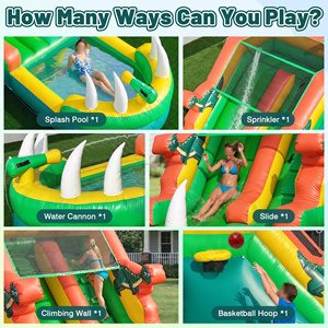 Tobogán Acuático Inflable de PVC de Grado Comercial, Tobogán Inflable de Doble Carril para Jardín con Piscina Sellada, Ideal para Alquiler en Eventos - Product Image 4