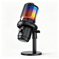 Microphone à condensateur SU5 AI filaire/sans fil avec lumière RGB 5.0 et suppression du bruit pour PC, téléphone, ordinateur de bureau et diffusion en direct
