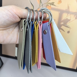 Colorful Simple PU Leather Business Keychain Custom Logo Car Key Holder Portable Key Ring Handbag Decoration Souvenir <b>Gifts</b> - Product Image 3