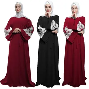 Wholesale new women muslim maxi dress beaded kaftan abaya islamic jilbab prayer lady robe