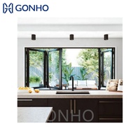 Fenêtre pliante de cuisine personnalisée Fenêtre pliante horizontale en aluminium verre trempé en aluminium Fenêtre pliante