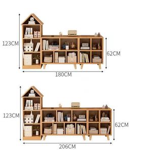 <b>Childrens</b> <b>Bookcase</b> Floor Standing Storage Shelf 10 Shelves Multifunctional Cabinet For Kids Room Toy Storage Scandinavian Style - Product Image 2
