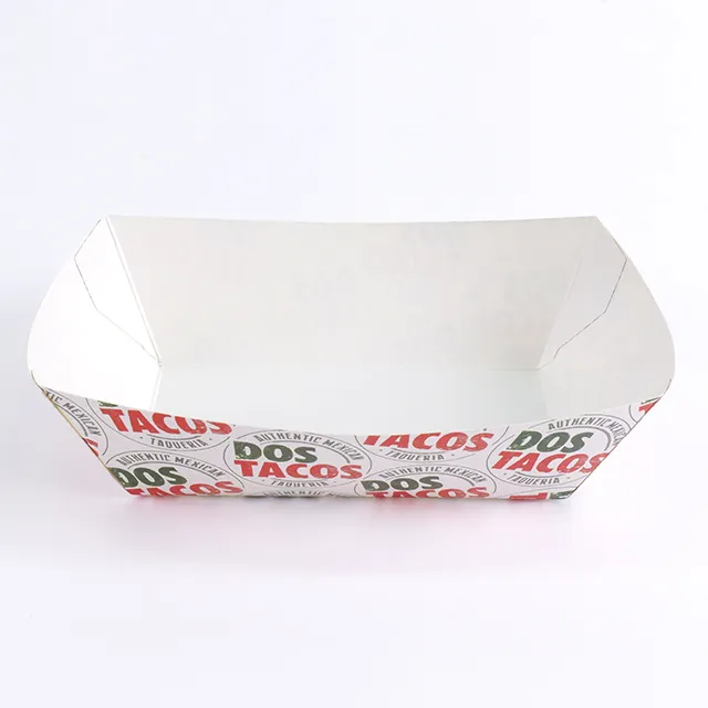 Nampan makanan penutup kustom sampel gratis daur ulang produk kemasan kertas kelas makanan