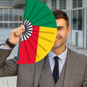 Abanicos Plegables de Bambú con la Bandera de Benín al por Mayor, Abanico de Mano para Carnaval, Boda, Festival, Fiesta, Agencia de Viajes - Product Image 3