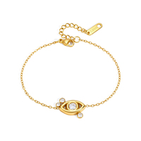 J&D Jewelry - Pulsera Clásica de Acero Inoxidable Chapada en Oro de 18K con Colgante de Ojo Redondo de Circonita Blanca, Resistente al Agua y al Deslustre, Regalo para Mujer