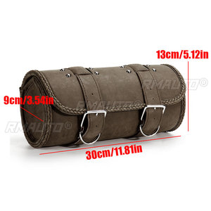 Sacoche de fourche de moto en cuir PU imperméable, forme baril vintage, pour guidon ou selle - Product Image 4