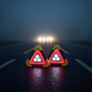 Lámpara de Advertencia de Seguridad Vial Myrva, Paquete de 2, LED Intermitente, Triangular, Reflectante, con Montaje en el Suelo, Alimentada por Batería - Product Image 2