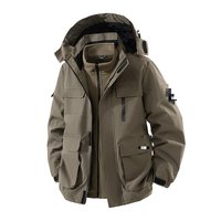 Nouvelle veste bomber tactique à capuche 3-en-1 coupe ample pour le travail, ensemble deux pièces d'hiver pour l'extérieur, coupe-vent, doublure polaire, imprimé délavé
